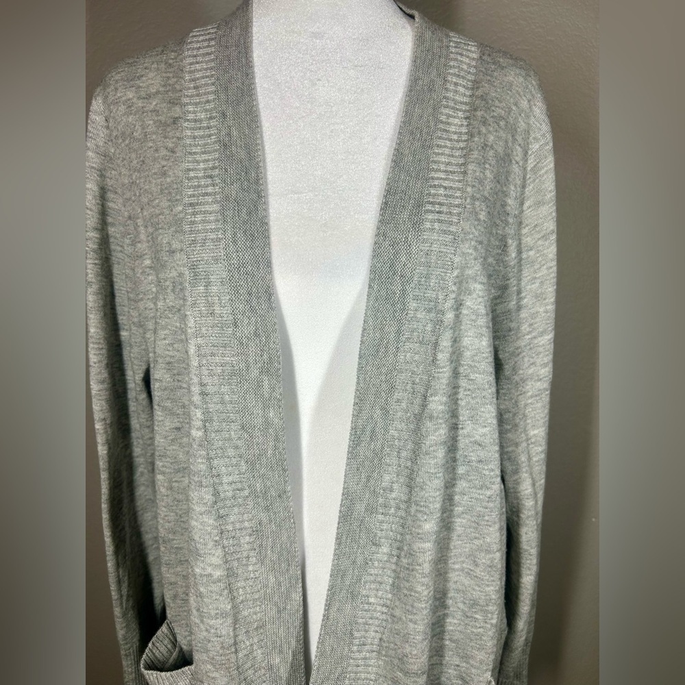 Banana Republic Gray Knit Open Cardigan Sweater Sz XL Eclectic Grandma Grandpa - Picture 5 of 15